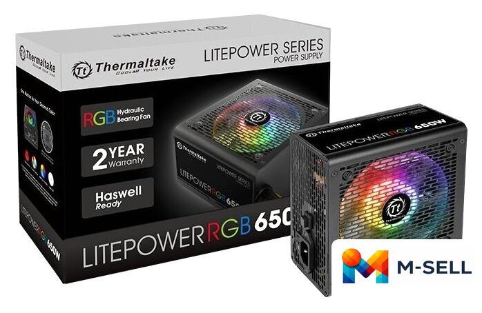 Блок питания Thermaltake Litepower RGB 650W LTP-650AL2NK - Изображение №6 — Мульти e-магазин M-SELL