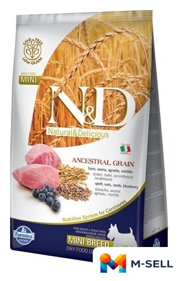 Сухой корм для собак Farmina N&D Low Grain Lamb & Blueberry Adult Mini 7 кг - Изображение №1 — Мульти e-магазин M-SELL