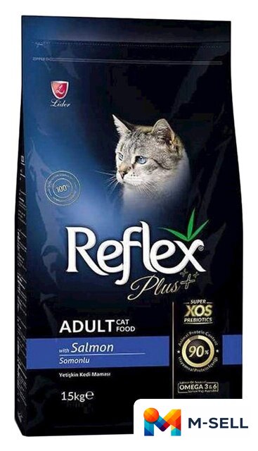 Сухой корм для кошек Reflex Plus Adult Salmon 15 кг - Изображение №1 — Мульти e-магазин M-SELL