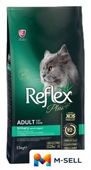 Сухой корм для кошек Reflex Plus Urinary Adult Chicken 15 кг - Изображение №1 — Мульти e-магазин M-SELL