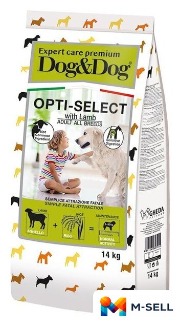 Сухой корм для собак Dog&Dog Expert Premium Opti-Select with Lamb Adult All Breeds (с ягненком и рисом) 14 кг - Изображение №1 — Мульти e-магазин M-SELL