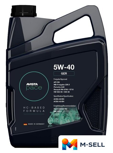 Моторное масло Avista pace GER 5W-40 5л - Изображение №1 — Мульти e-магазин M-SELL