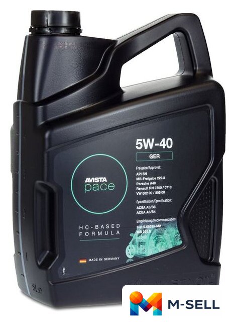 Моторное масло Avista pace GER 5W-40 5л - Изображение №2 — Мульти e-магазин M-SELL