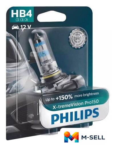 Галогенная лампа Philips HB4 X-tremeVision Pro150 1шт - Изображение №1 — Мульти e-магазин M-SELL