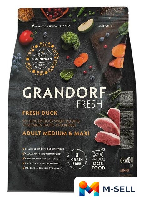 Сухой корм для собак Grandorf Adult Medium&Maxi Breeds Fresh Duck&Sweet Potato 3 кг - Изображение №1 — Мульти e-магазин M-SELL