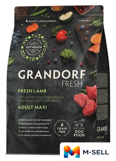 Сухой корм для собак Grandorf Adult Maxi Breeds Fresh Lamb&Sweet Potato 10 кг - Изображение №1 — Мульти e-магазин M-SELL