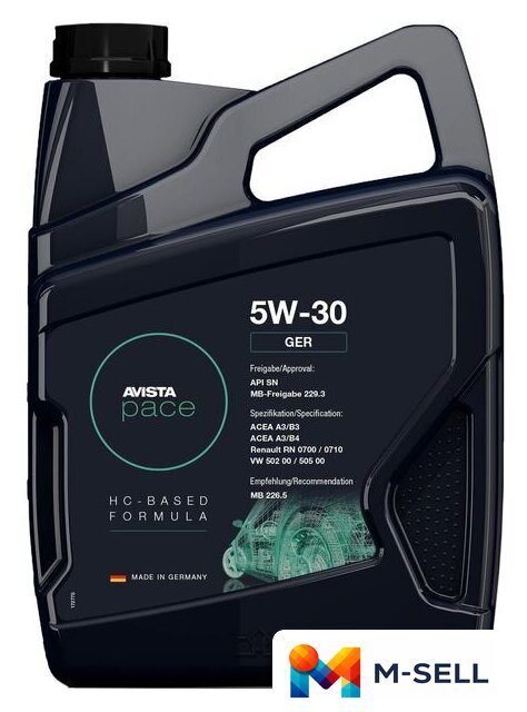 Моторное масло Avista pace GER 5W-30 5л - Изображение №1 — Мульти e-магазин M-SELL