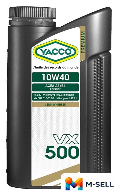 Моторное масло Yacco VX 500 10W-40 1л - Изображение №1 — Мульти e-магазин M-SELL