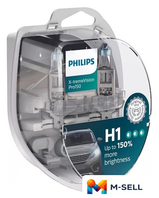 Галогенная лампа Philips H1 X-tremeVision Pro150 2шт - Изображение №1 — Мульти e-магазин M-SELL