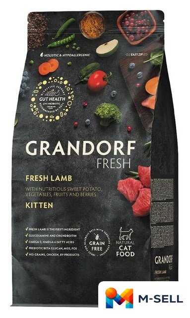 Сухой корм для кошек Grandorf Kitten Fresh Lamb&Sweet Potato (2кг) - Изображение №1 — Мульти e-магазин M-SELL
