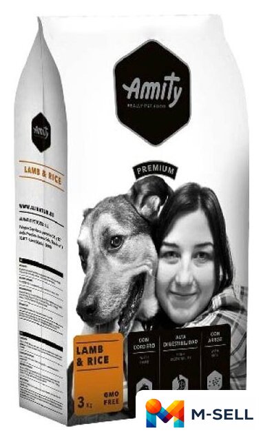 Сухой корм для собак Amity Premium с ягненком и рисом (15 кг) - Изображение №1 — Мульти e-магазин M-SELL