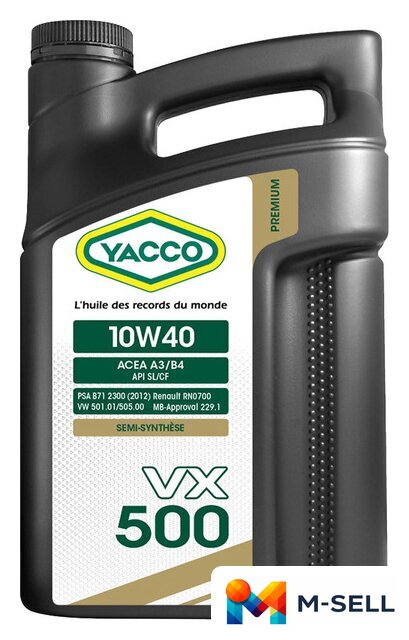 Моторное масло Yacco VX 500 10W-40 5л - Изображение №1 — Мульти e-магазин M-SELL