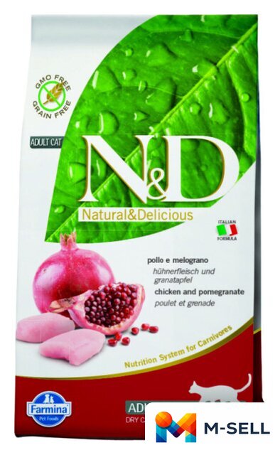 Сухой корм для кошек Farmina N&D Grain Free Cat Chicken & Pomegranate Adult 5 кг - Изображение №1 — Мульти e-магазин M-SELL