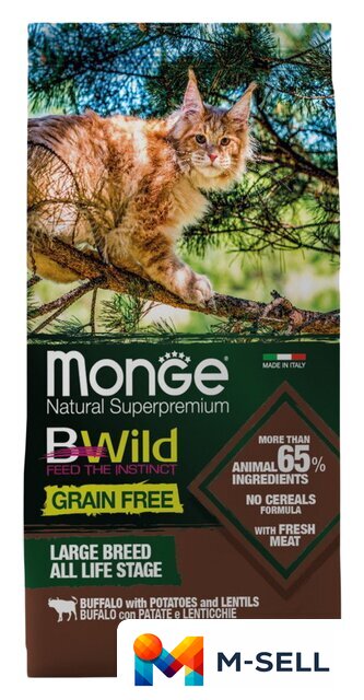 Сухой корм для кошек Monge BWild Cat Grain Free Buffalo 10 кг - Изображение №1 — Мульти e-магазин M-SELL