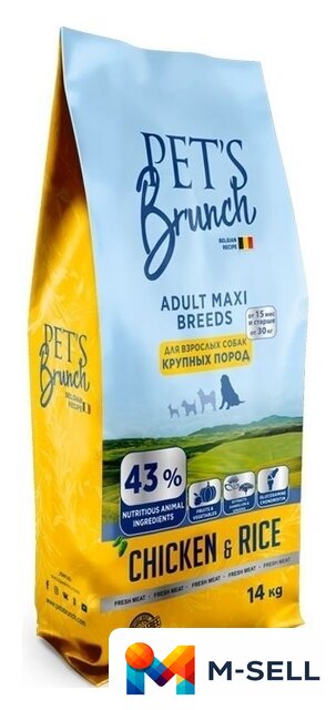 Сухой корм для собак Pet's Brunch для взрослых собак крупных пород 14 кг - Изображение №1 — Мульти e-магазин M-SELL