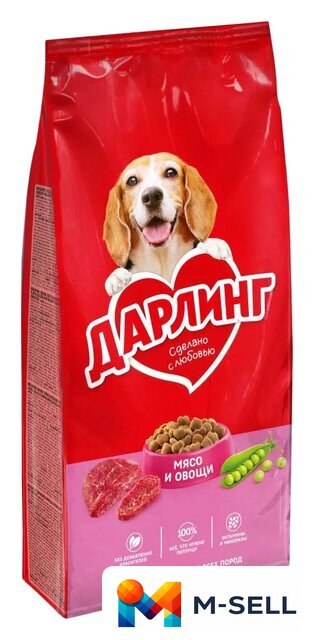 Сухой корм для собак Дарлинг с мясом и овощами 15 кг - Изображение №1 — Мульти e-магазин M-SELL