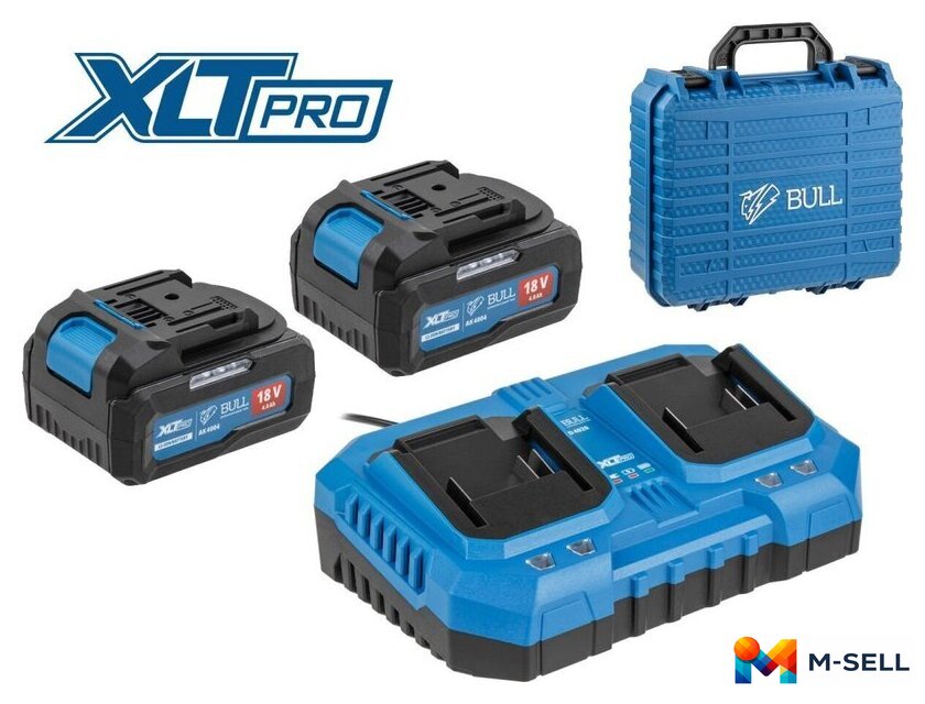 Аккумулятор с зарядным устройством Bull XLTpro 2329062 (18В/2x4 Ah + 18В) - Изображение №1 — Мульти e-магазин M-SELL