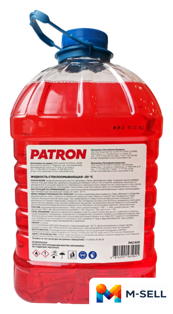 Стеклоомывающая жидкость Patron Windshield Washer Fluid -20C 4л - Изображение №2 — Мульти e-магазин M-SELL
