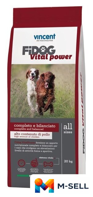 Сухой корм для собак Vincent Fidog Vital Power 20 кг - Изображение №1 — Мульти e-магазин M-SELL