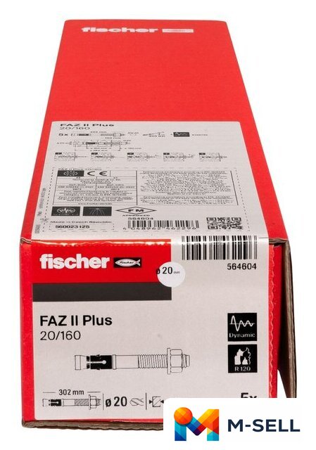 Анкерный болт Fischer FAZ II Plus 20/160 ZP 564604 (5 шт) - Изображение №3 — Мульти e-магазин M-SELL