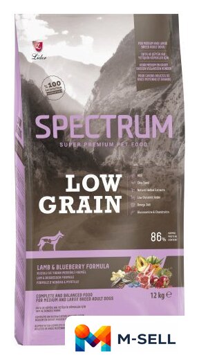 Сухой корм для собак Spectrum Low Grain средних и крупных пород собак с ягненком 12 кг - Изображение №1 — Мульти e-магазин M-SELL
