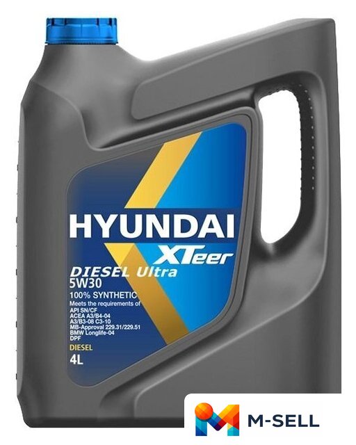 Моторное масло Hyundai Xteer Diesel Ultra 5W-30 4л - Изображение №1 — Мульти e-магазин M-SELL