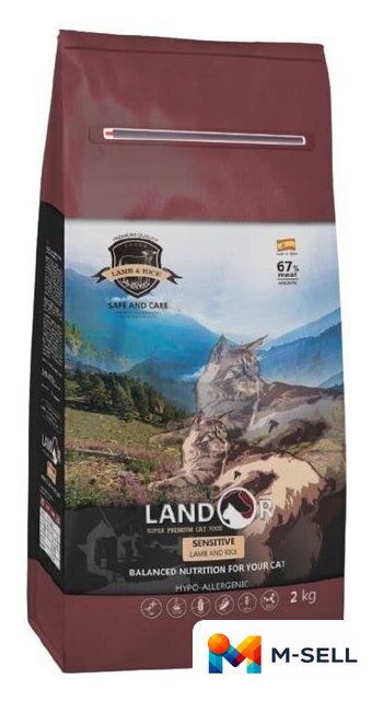 Сухой корм для кошек Landor Sensitive Cat Lamb with Rice 10 кг - Изображение №1 — Мульти e-магазин M-SELL