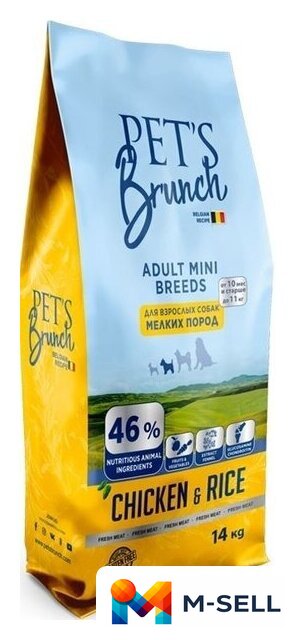 Сухой корм для собак Pet's Brunch для взрослых собак мелких пород 14 кг - Изображение №1 — Мульти e-магазин M-SELL