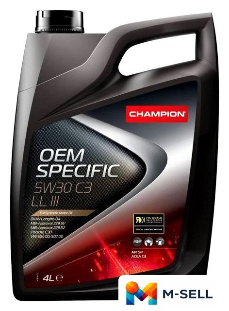 Моторное масло Champion OEM Specific 5W-30 C3 LL III 4л - Изображение №1 — Мульти e-магазин M-SELL