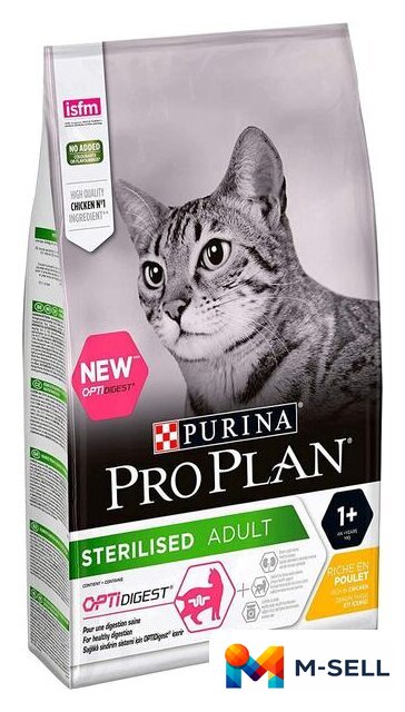 Сухой корм для кошек Pro Plan Sterilised Adult Optidigest с курицей 10 кг - Изображение №1 — Мульти e-магазин M-SELL