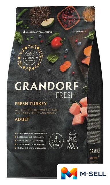 Сухой корм для кошек Grandorf Adult Fresh Turkey&Sweet Potato (2кг) - Изображение №1 — Мульти e-магазин M-SELL