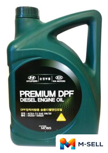 Моторное масло Hyundai/KIA Premium DPF Diesel 5W-30 6л (05200-00620) - Изображение №1 — Мульти e-магазин M-SELL