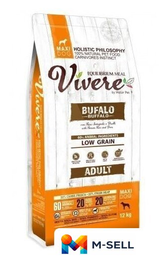 Сухой корм для собак Vivere Maxi Adult Buffalo 12 кг - Изображение №1 — Мульти e-магазин M-SELL