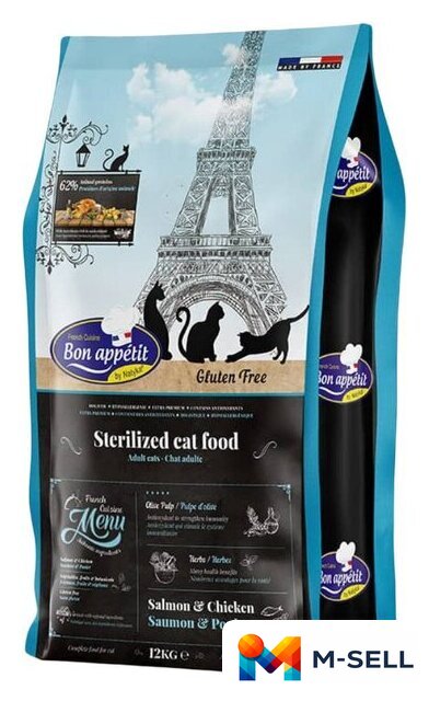 Сухой корм для кошек Bon Appetit Adult Sterilized Salmon & Chicken (для стерилизованных с лососем и курицей) 12 кг - Изображение №1 — Мульти e-магазин M-SELL