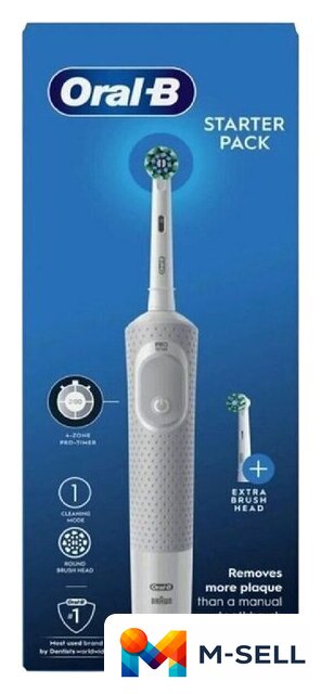 Электрическая зубная щетка Oral-B Vitality D100 Starterkit + 2 насадки (серый) - Изображение №2 — Мульти e-магазин M-SELL