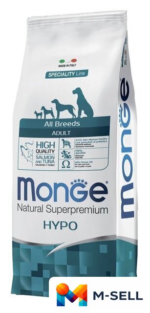 Сухой корм для собак Monge Speciality Line Hypo гипоаллергенный из лосося с тунцом (12 кг) - Изображение №1 — Мульти e-магазин M-SELL