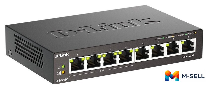 Неуправляемый коммутатор D-Link DGS-1008P/F3A - Изображение №2 — Мульти e-магазин M-SELL