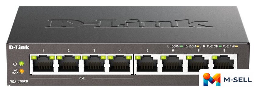 Неуправляемый коммутатор D-Link DGS-1008P/F3A - Изображение №1 — Мульти e-магазин M-SELL