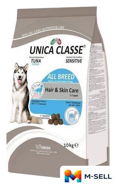 Сухой корм для собак Unica Natura Classe для ухода за шерстью и кожей 10 кг - Изображение №1 — Мульти e-магазин M-SELL