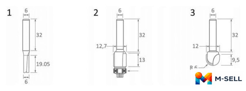 Набор фрез Makita D-70459 (3 шт) - Изображение №2 — Мульти e-магазин M-SELL