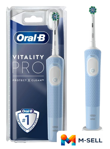 Электрическая зубная щетка Oral-B Vitality Pro D103.413.3 Protect X Clean Vapor Cross Action (голубой) - Изображение №1 — Мульти e-магазин M-SELL
