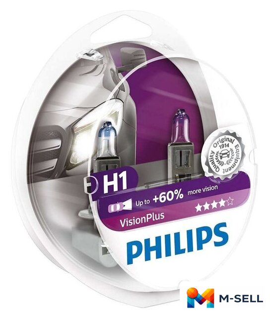 Галогенная лампа Philips H1 VisionPlus 2шт - Изображение №1 — Мульти e-магазин M-SELL