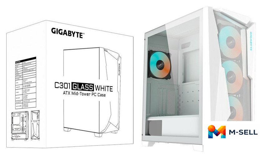 Корпус Gigabyte C301 Glass (белый) - Изображение №8 — Мульти e-магазин M-SELL