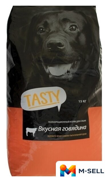 Сухой корм для собак Tasty Для взрослых собак с говядиной 15 кг - Изображение №1 — Мульти e-магазин M-SELL