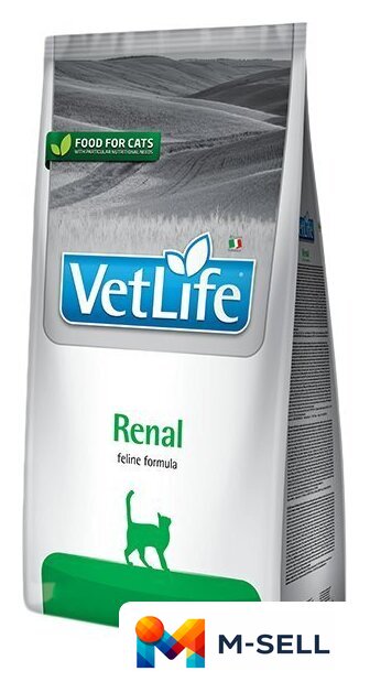 Сухой корм для кошек Farmina Vet Life Renal (для поддержки функции почек при хронической болезни почек или при временных нарушениях почечной функции) 2 кг - Изображение №1 — Мульти e-магазин M-SELL