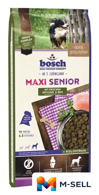 Сухой корм для собак Bosch HPC Maxi Senior Fresh Poultry & Rice (Птица с рисом) 12.5 кг - Изображение №1 — Мульти e-магазин M-SELL