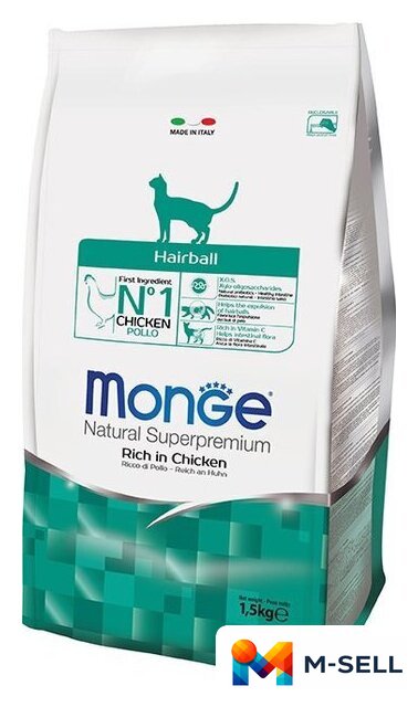 Сухой корм для кошек Monge Hairball Rich in Chicken 10 кг - Изображение №1 — Мульти e-магазин M-SELL