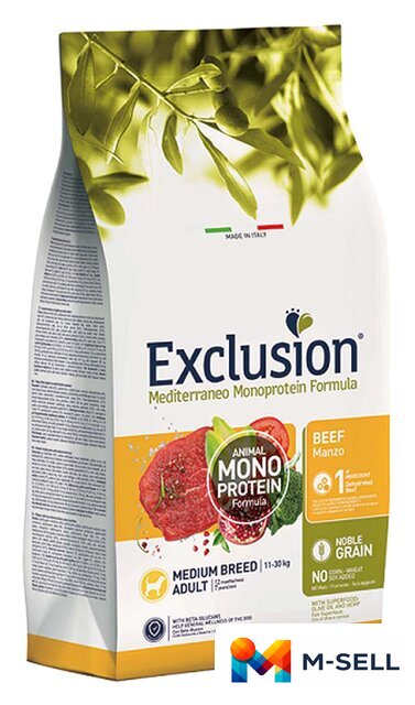 Сухой корм для собак Exclusion Monoprotein Beef Noble Grain для средних пород NGABM12 (12 кг) - Изображение №1 — Мульти e-магазин M-SELL