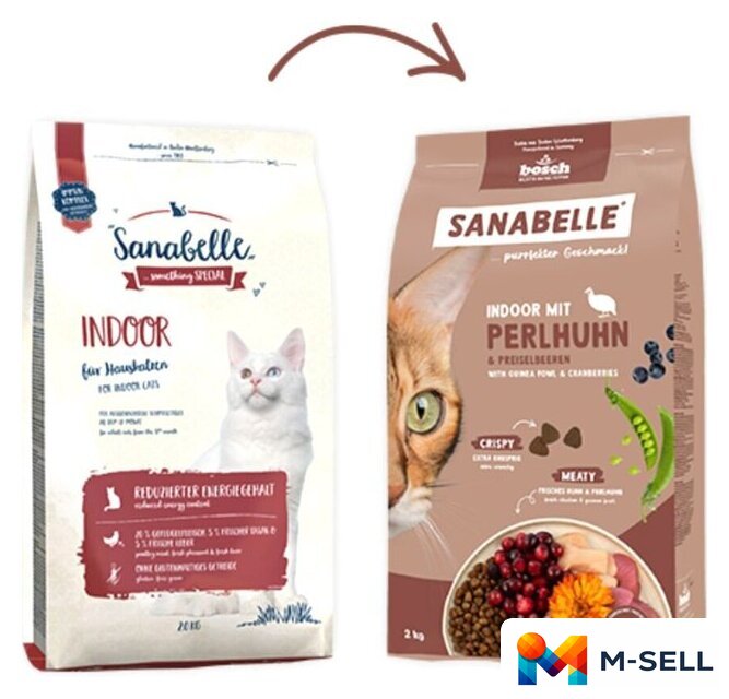 Сухой корм для кошек Bosch Sanabelle Indoor mit Perlhuhn & Preiselbeeren 8 кг - Изображение №2 — Мульти e-магазин M-SELL