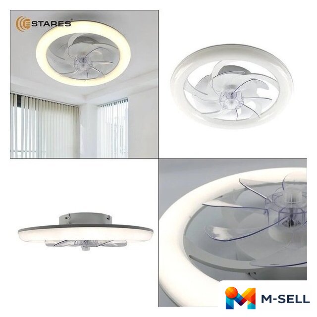 Припотолочная люстра Estares Fan Simple 65W+18W R-APP-480x125-WHITE/WHITE-220-IP20 - Изображение №4 — Мульти e-магазин M-SELL